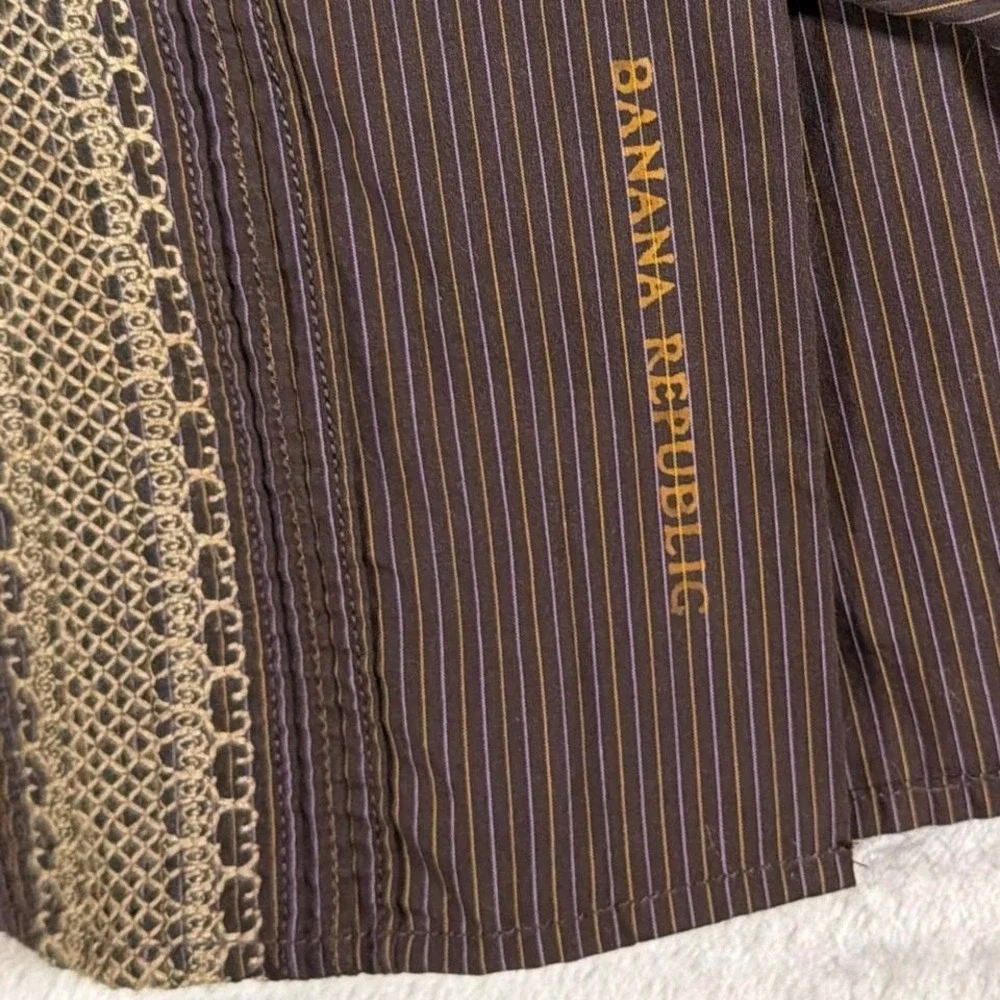 Y2K Vintage Banana Republic Button Down Shirt | Brown Stripe | Medium‎